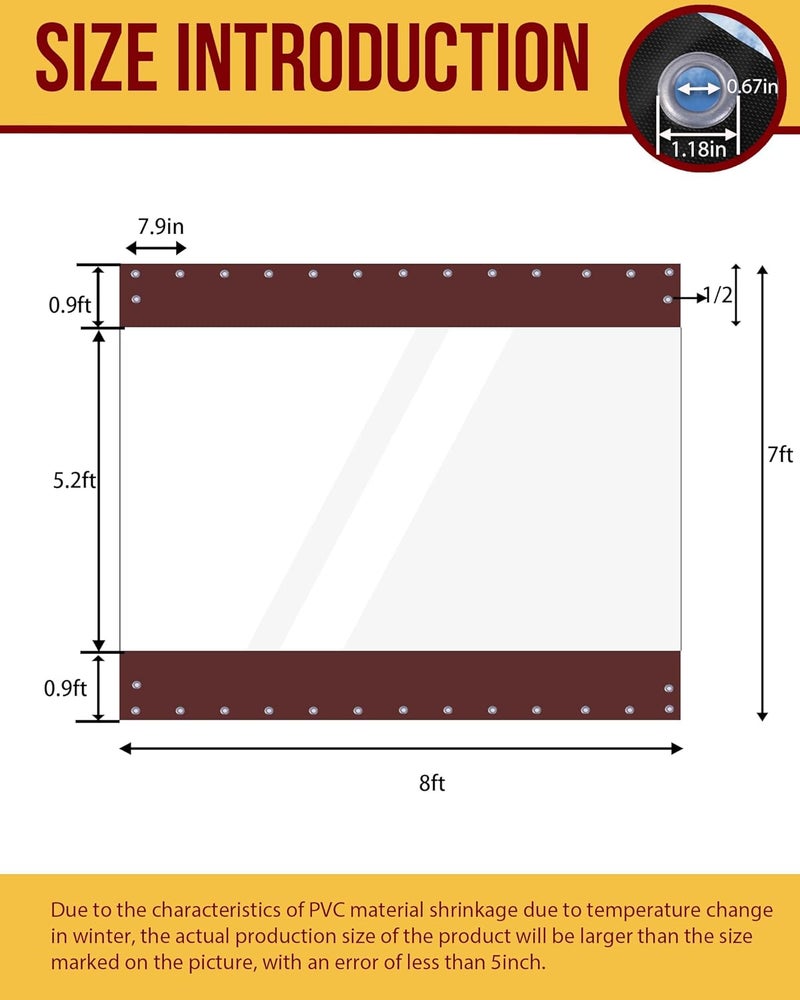 FoundGo 7'Hx8'W Vinyl Curtains for Patio,19oz Outdoor Clear Vinyl Patio Enclosure,Heavy Duty Clear Tarps Waterproof Vinyl Tarp with Grommets for Pergola, Porch,Gazebos,Balcony,-4℉ Cold Resistant - Image 3